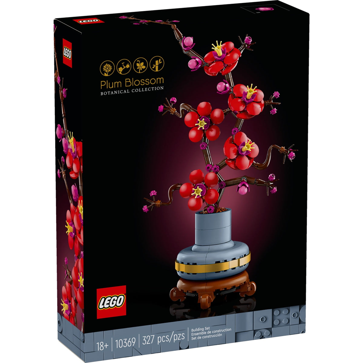 LEGO Icons Plum Blossom Building Set - Artificial Flowers for Dinner Table Centerpieces & Decoration, Adults Ages 18+ - Unique Birthday Gift Idea - 10369