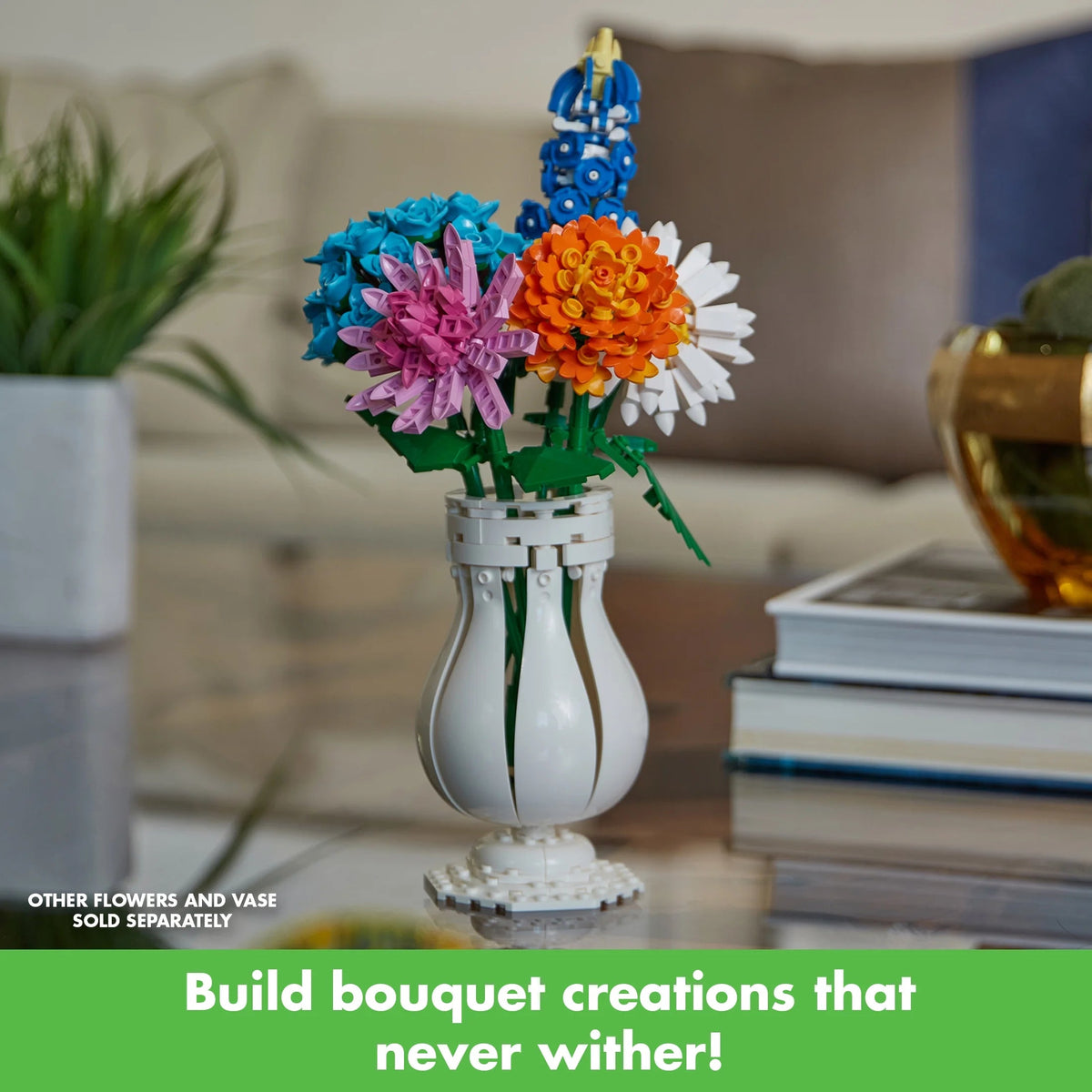 Brickcraft Bricktanicals Vase 3 In 1 Building Kit (70-Piece Set), Nostalgic Floral Décor Display
