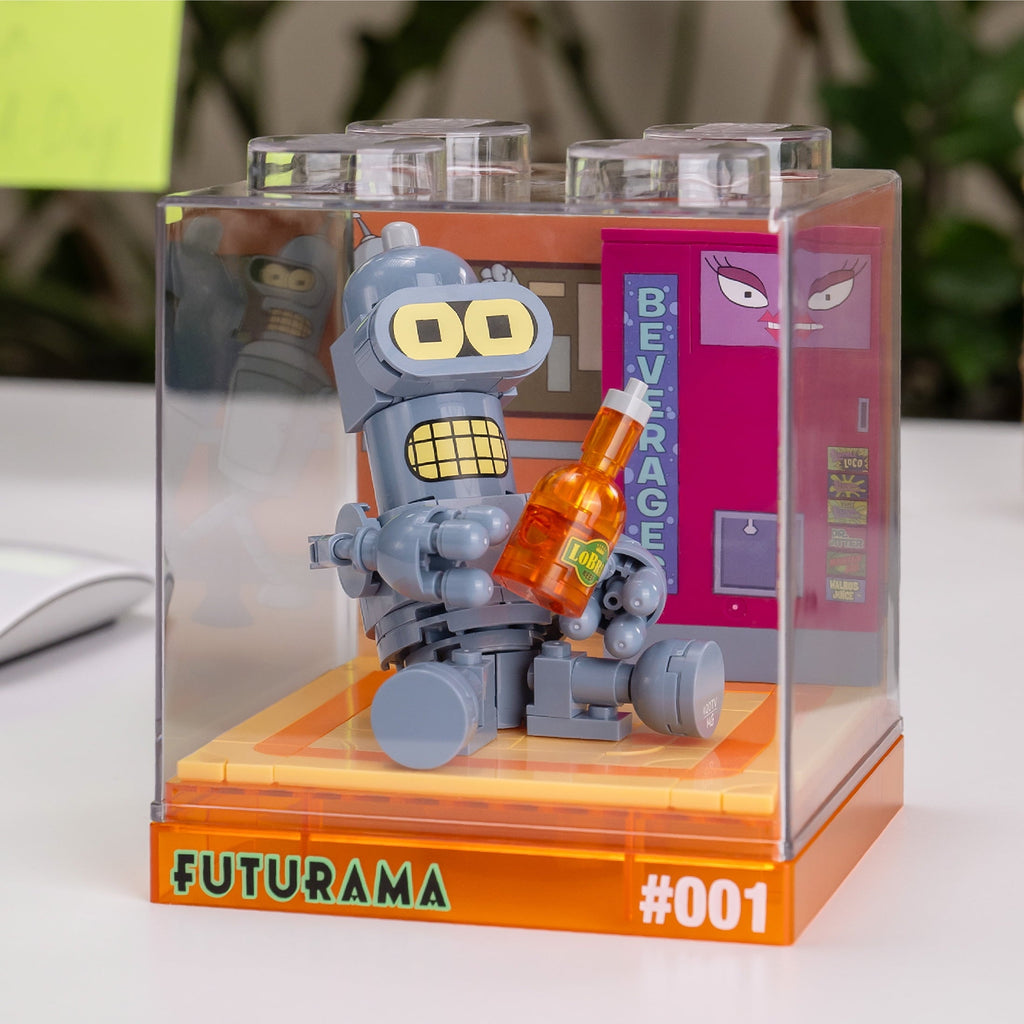 Brickcraft Futurama Baby Bender Box! Collectible Building Kit (138-Piece Set), Futurama Display Cube, Retro TV Collectible Gift for Fans Ages 8+