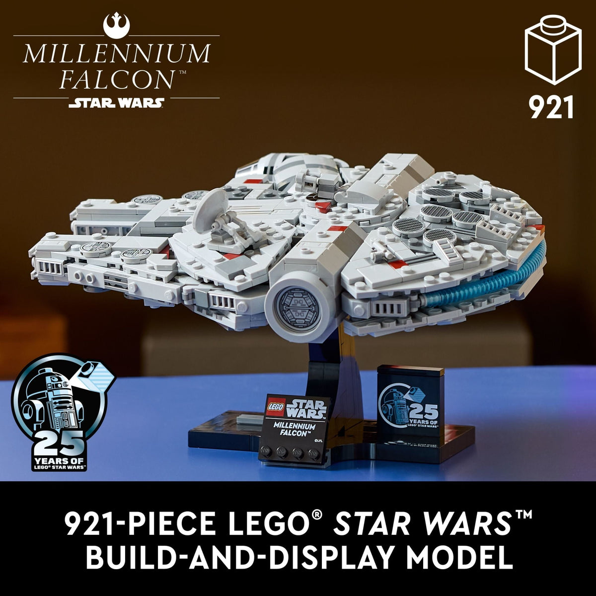 LEGO Star Wars: A New Hope Millennium Falcon 25th Anniversary Buildable Starship Model, Collectible Star Wars Home Décor, Building Set for Adults, Gift Idea for Star Wars Fans, 75375