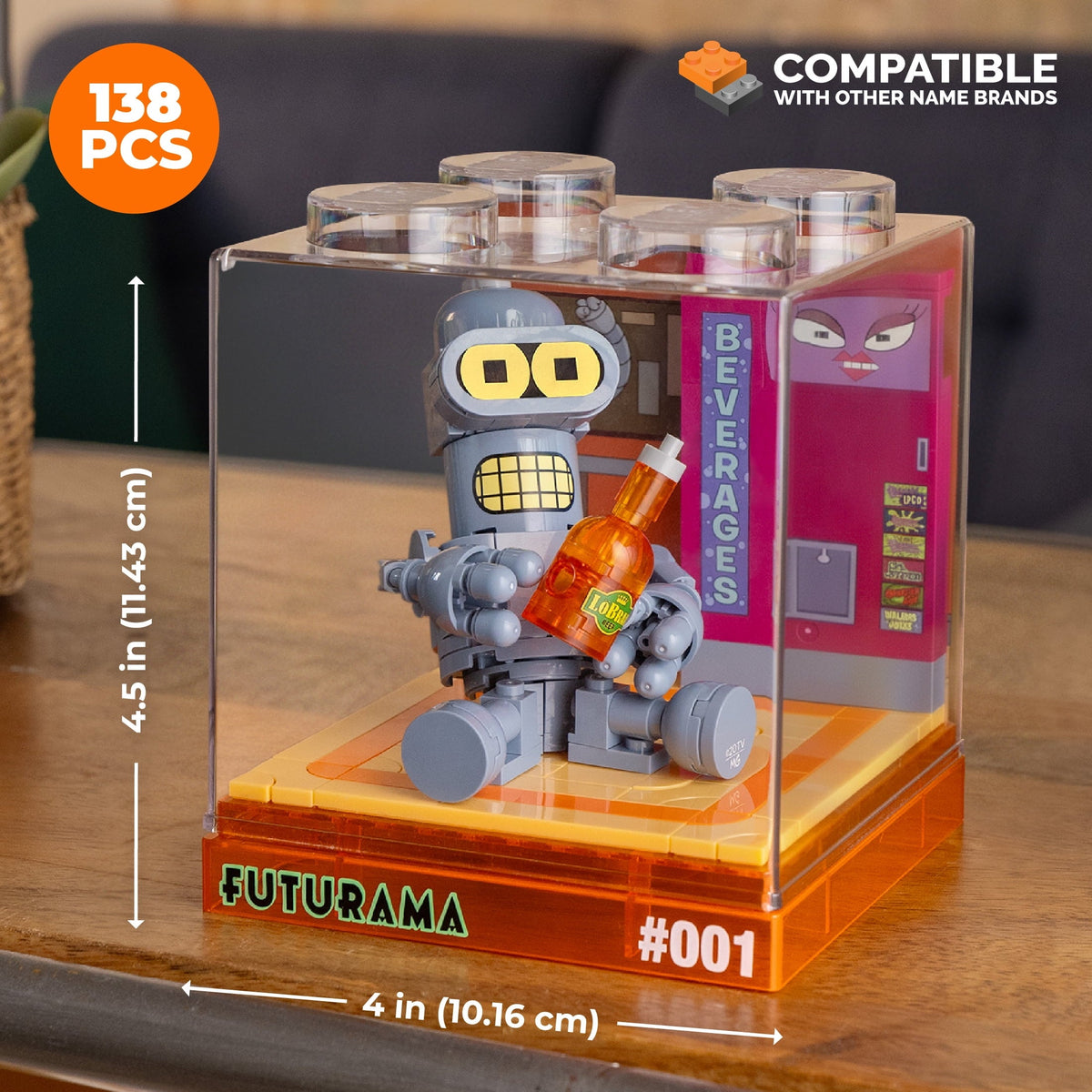 Brickcraft Futurama Baby Bender Box! Collectible Building Kit (138-Piece Set), Futurama Display Cube, Retro TV Collectible Gift for Fans Ages 8+