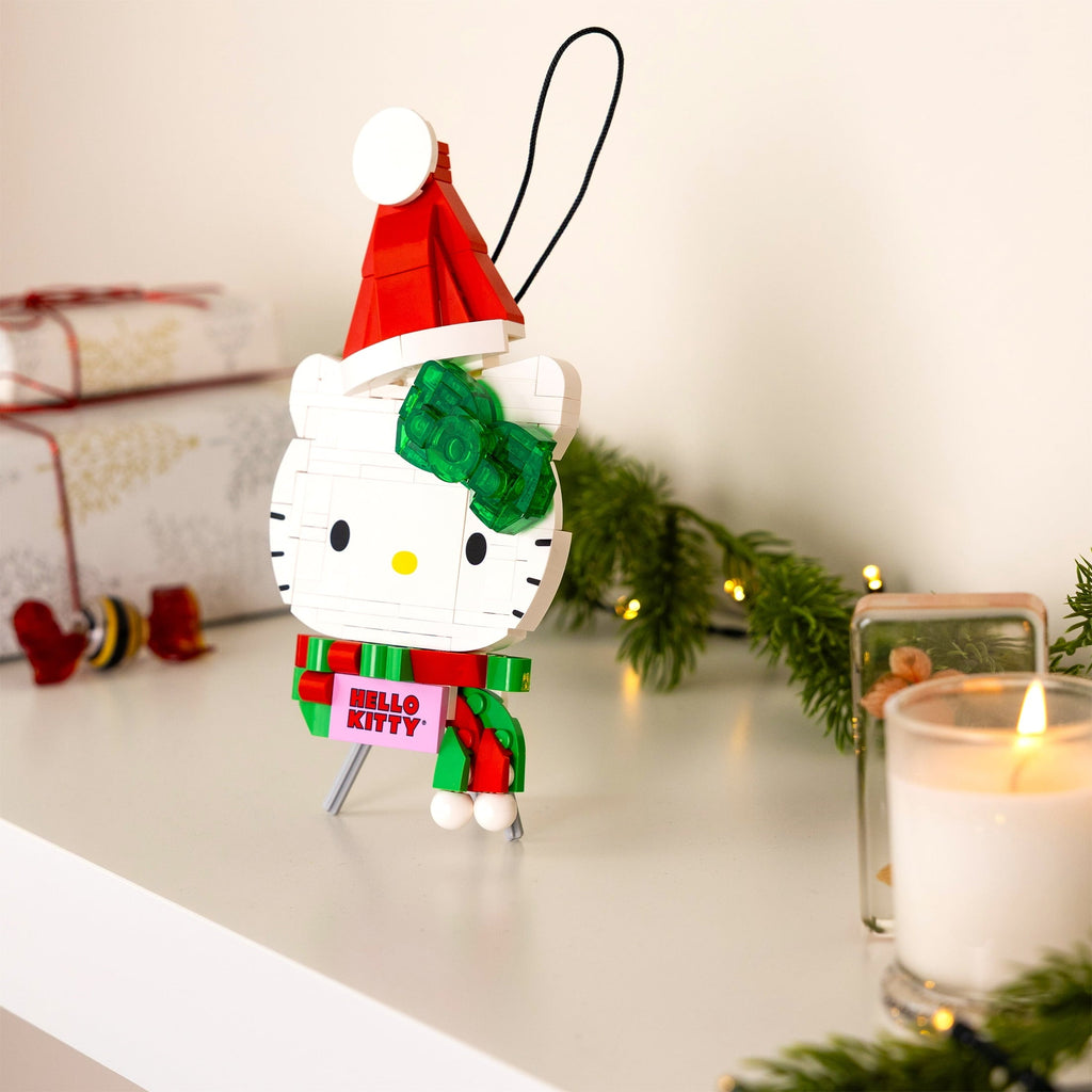 Brickcraft Hello Kitty Decoration Building Kit (152- Plastic Piece Set), Holiday Hello Kitty Brick Display, Collectible Sanrio Decoration with Stand