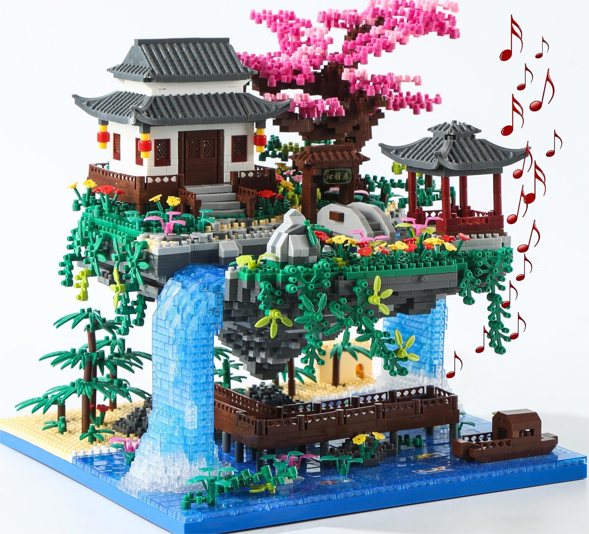 Yushinv Cherry Blossom Tree Building Set with Gift Box, Original Music (Type :Symphony), Japanese Sakura Tree House Lights Building Kit 3320 Pcs