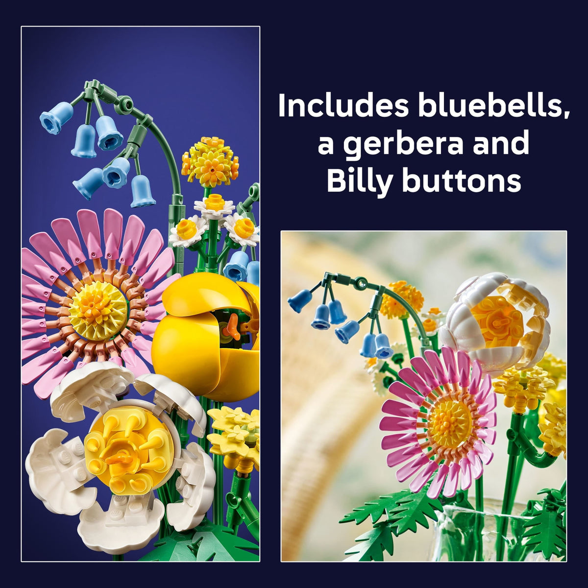 LEGO Botanicals Petite Sunny Bouquet Flower Set - Building Toy for Kids 9+ - DIY Flower Arrangement for Home Decor - Gift for Birthdays - Faux Bluebells, Tulip, Daisy, & More - 10347