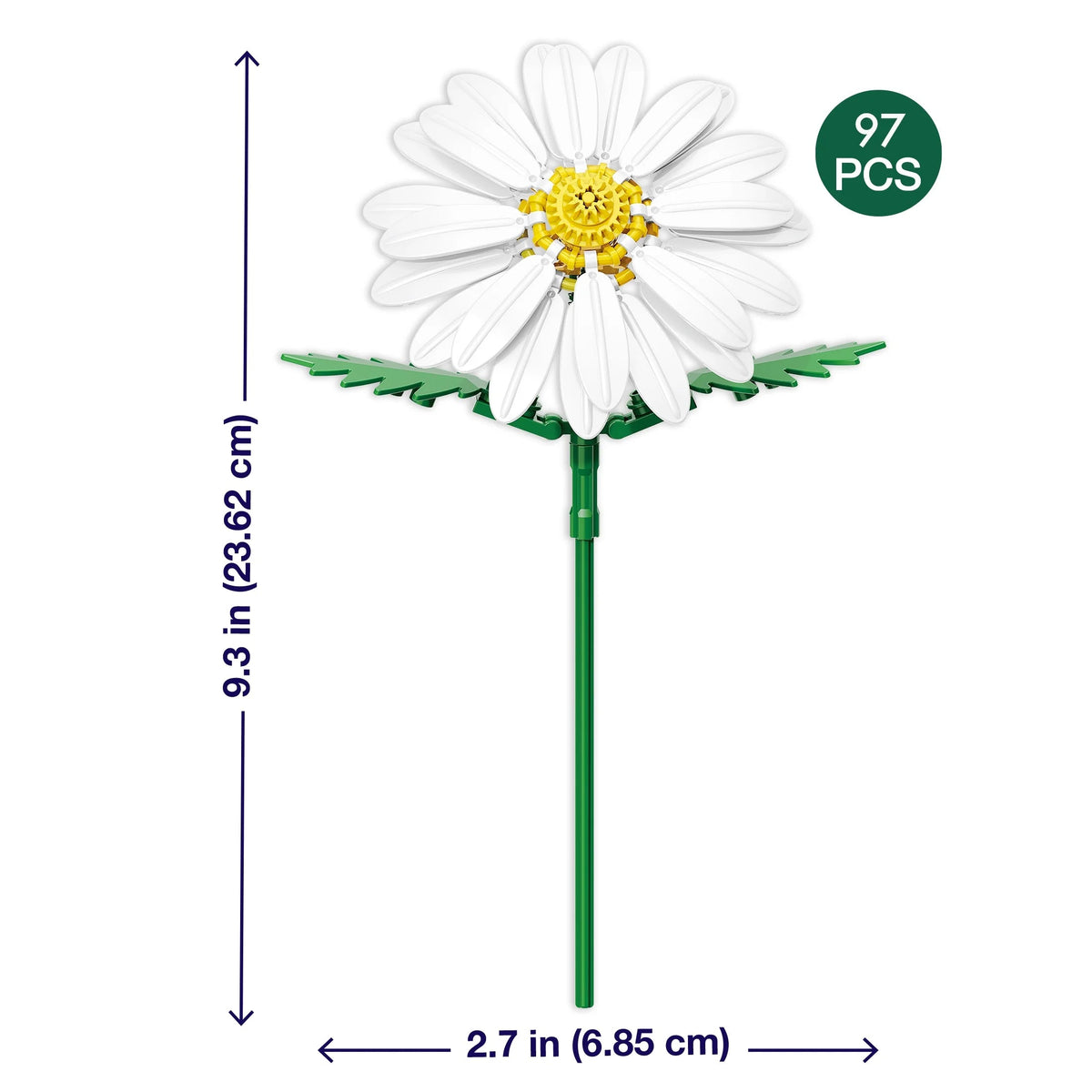 Brickcraft Bricktanicals Daisy Brick Building Decoration Set (97-Piece Set), Artificial Flower Craft Kit, Gift for Him and Her