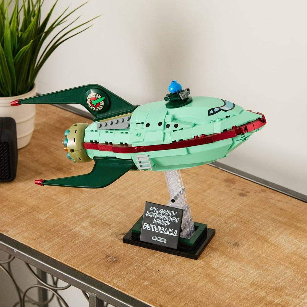 Brickcraft Futurama Planet Express Ship Brick Building Kit (382-Piece Set), Sci-Fi Collectible Display Model, Futuristic Toy Brick Set For Adults, Teens, and Fans of Animated TV